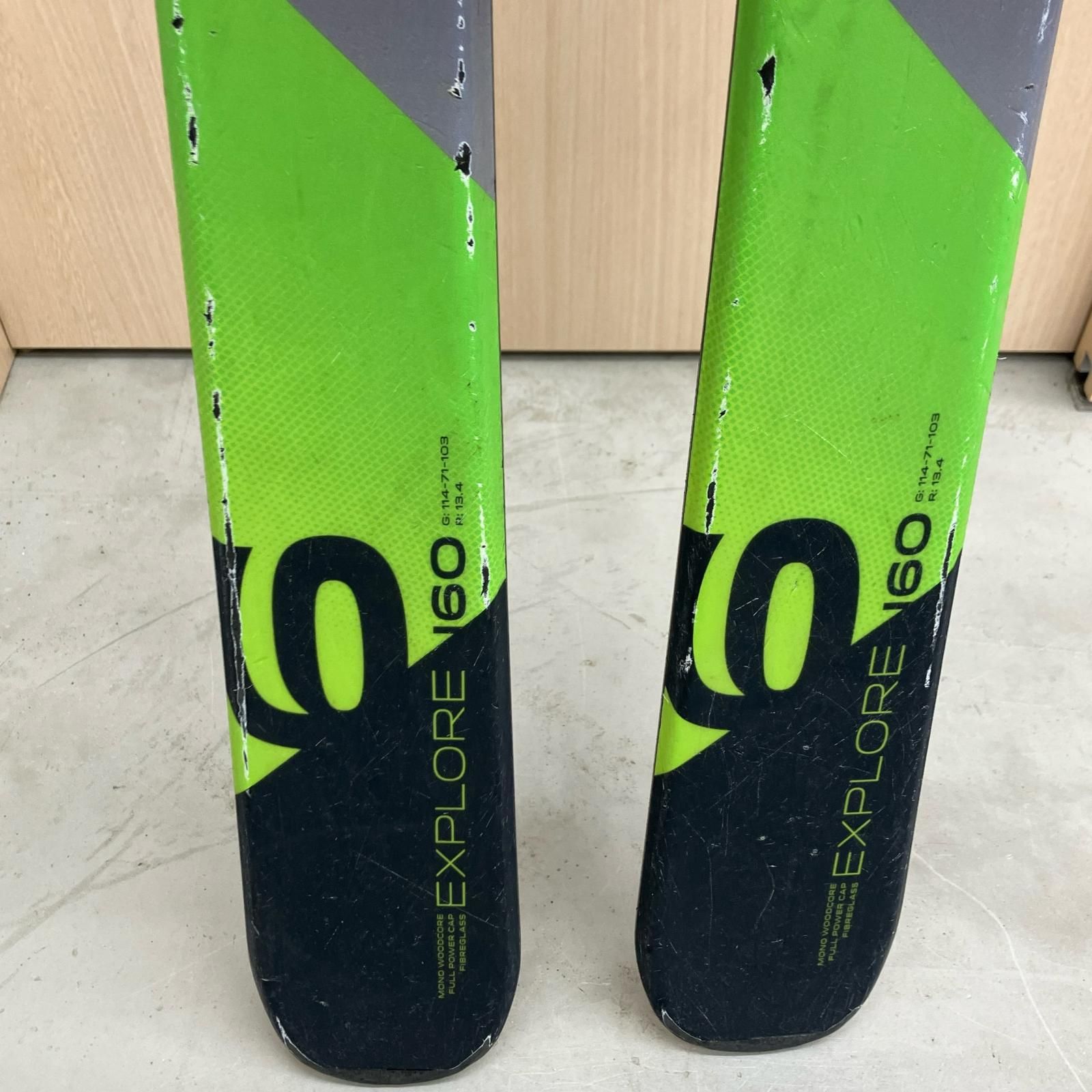 カービングスキー elan 160cm 程度B EXPLORE160 ブラック×グリーン