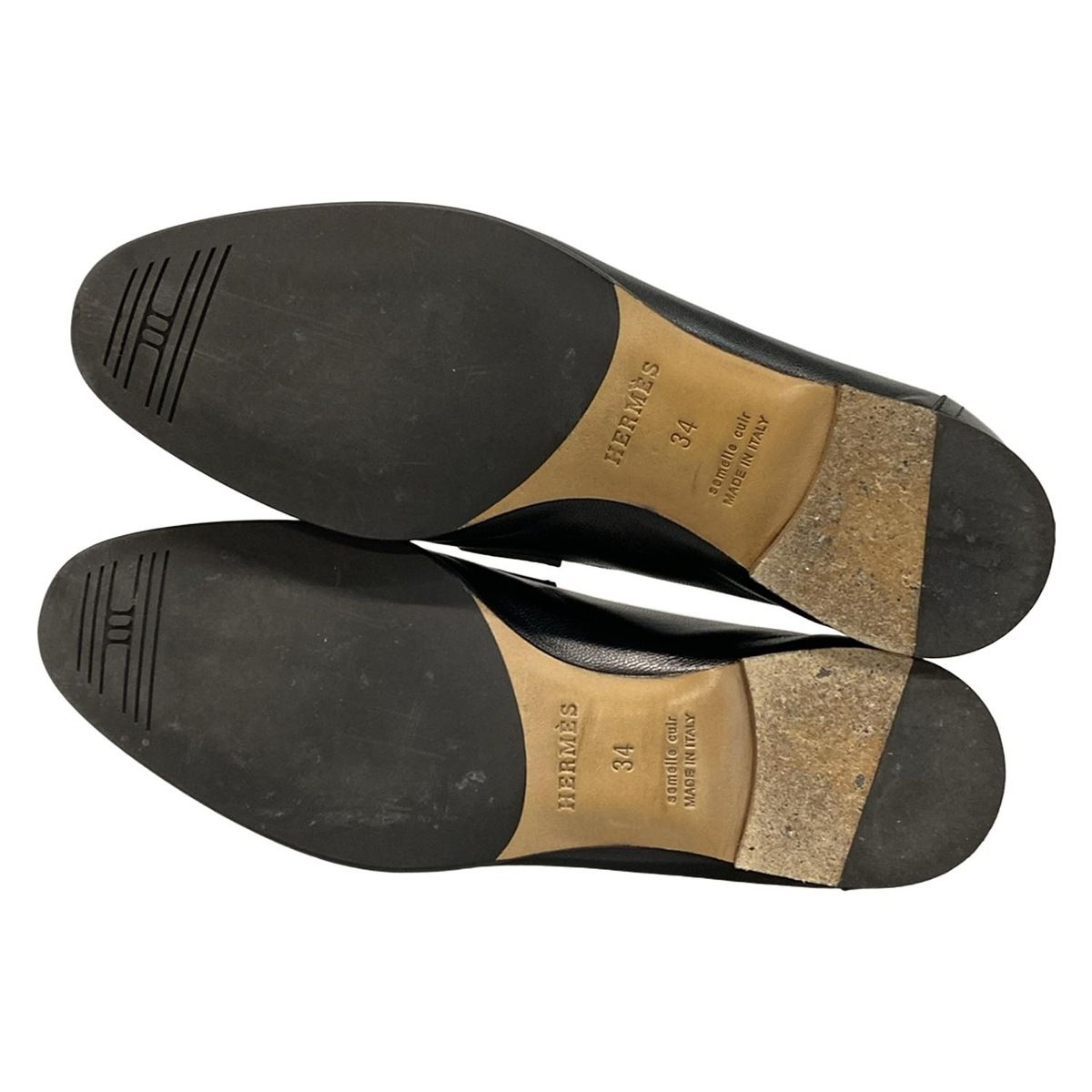 HERMES(エルメス) ローファー 34 レディース モカシンパリ 黒×シルバー