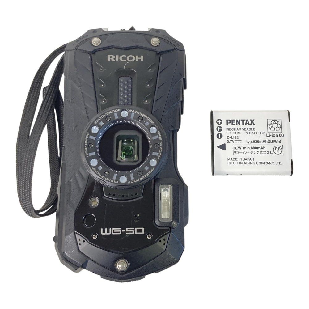 RICOH 防水デジタルカメラ WG-50 ブラック 防水14 m耐ショック1.6 m耐寒-10度 BK 04571