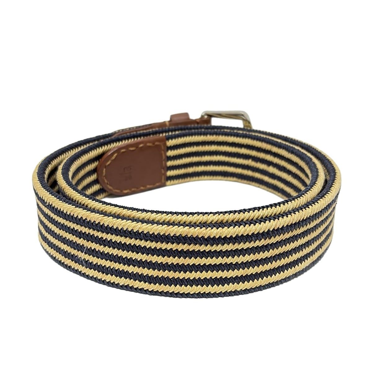 Loro Piana(ロロピアーナ) ベルト 95/38 - ネイビー×イエロー×ブラウン