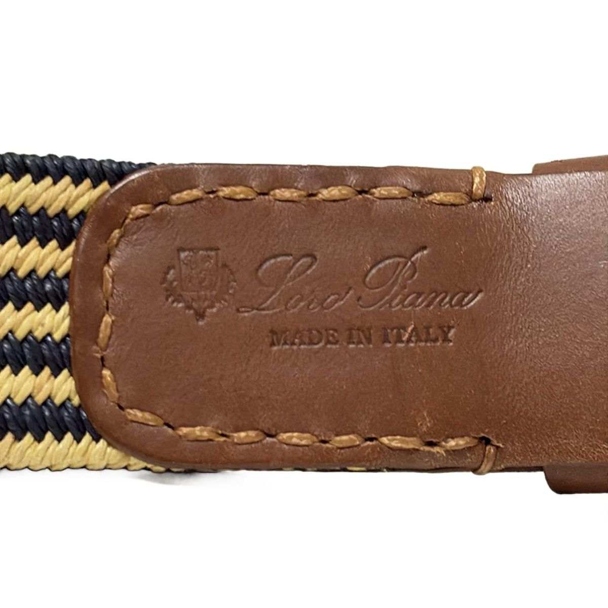 loro piana ブラウン ベルト サイズ38 Loro Piana(ロロピアーナ) ベルト 95/38 - ネイビー×イエロー×ブラウン