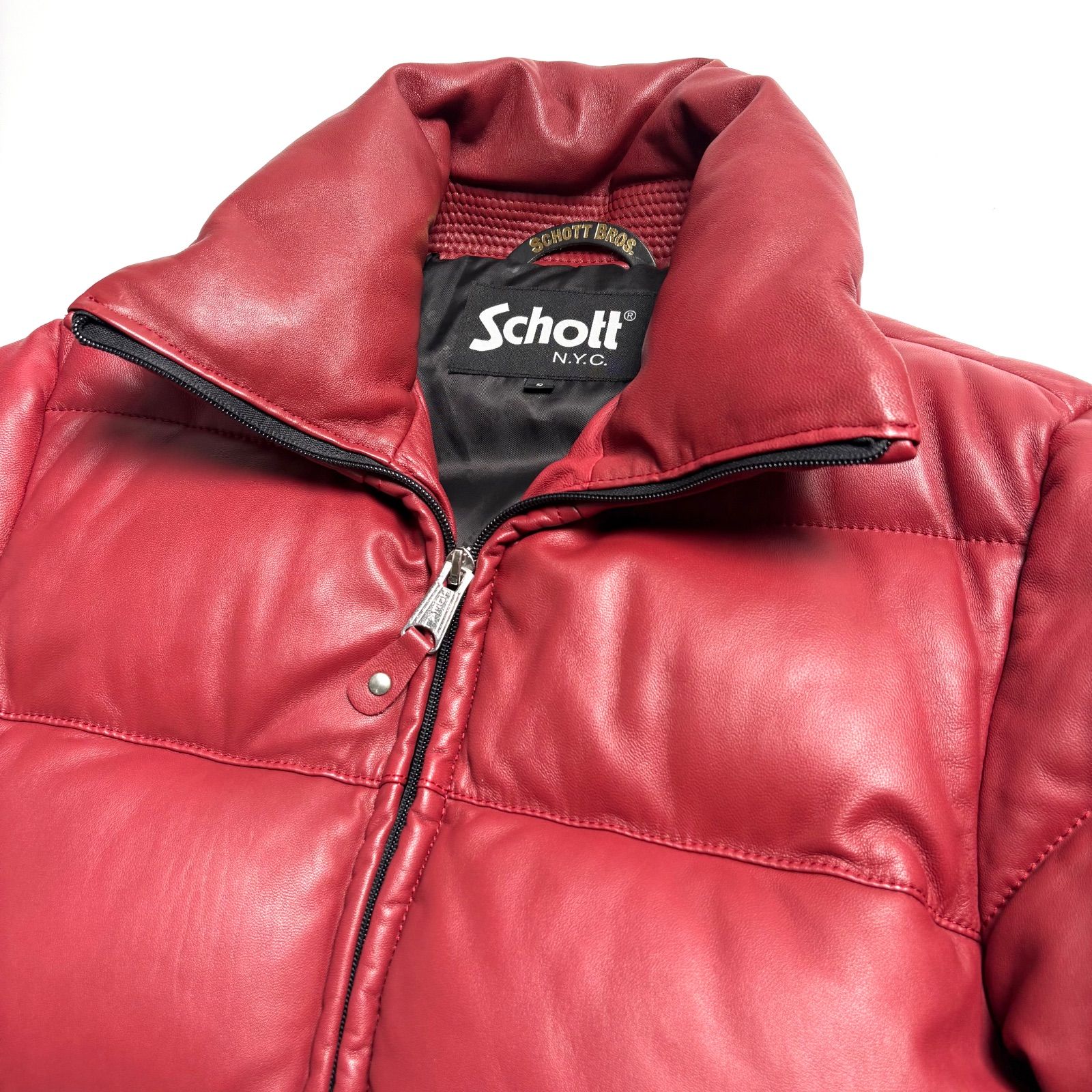 美品/希少✨schott レザー ダウンジャケット　本革　赤茶　38 USA製 美品/希少✨schott レザー ダウンジャケット 本革 赤茶 38 USA製 美