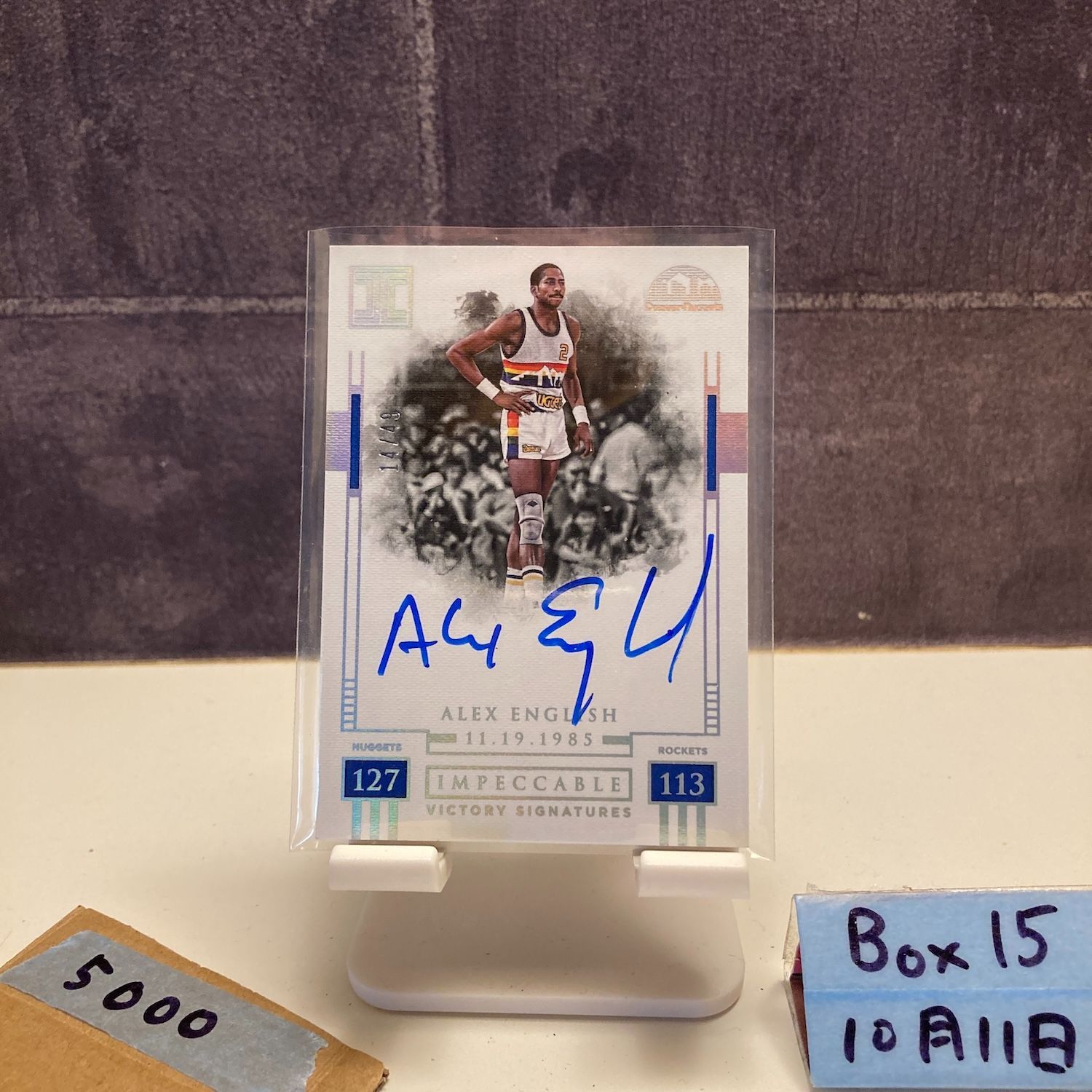 2017 Panini Impeccable Alex English 14/49 直筆サインカード Denver