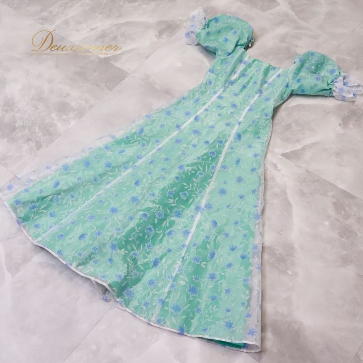 フラダンス衣装　花柄　グリーンMUUMUU PARADISEワンピース フラダンス衣装 花柄 グリーンMUUMUU PARADISEワンピース フラダンス