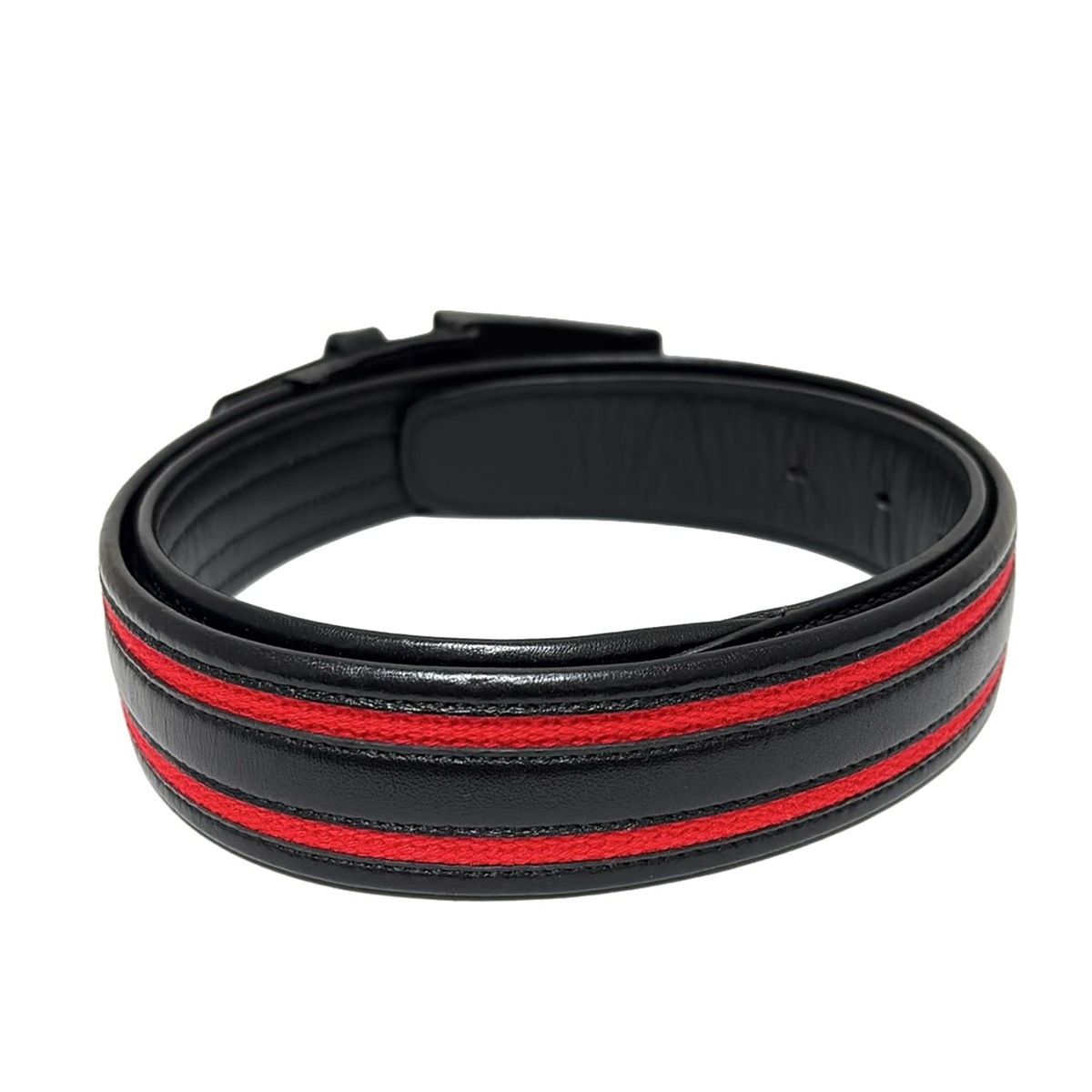 BURBERRYGOLF(バーバリーゴルフ) ベルト - 黒×レッド コットン、レザー