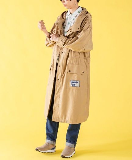 Ne net ネネット S Bigアウター ミリタリーコート アーミーコート ウエストドローコード ビッグシルエット 飛行船モチーフタグ レディース サイズ2 M Lサイズ程度 ベージュ系