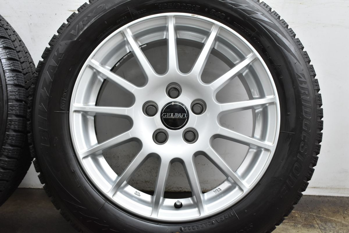  バリ溝 GELBUT 15 in 6 J 38 PCD 100 ブリヂストン ブリザックVRX 2 185 60 R フォルクスワーゲン ポロ アウディ A 1 スポーツバック 15インチ タイヤ ホイールセット