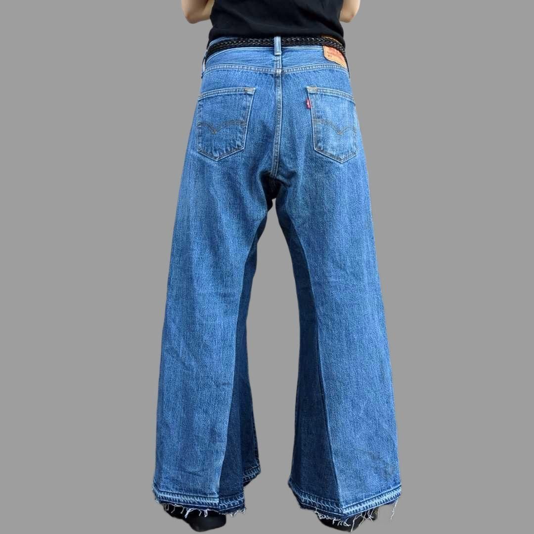 ⑦オリジナル リメイク デニム ワイドフレア ジーンズ ドッキング