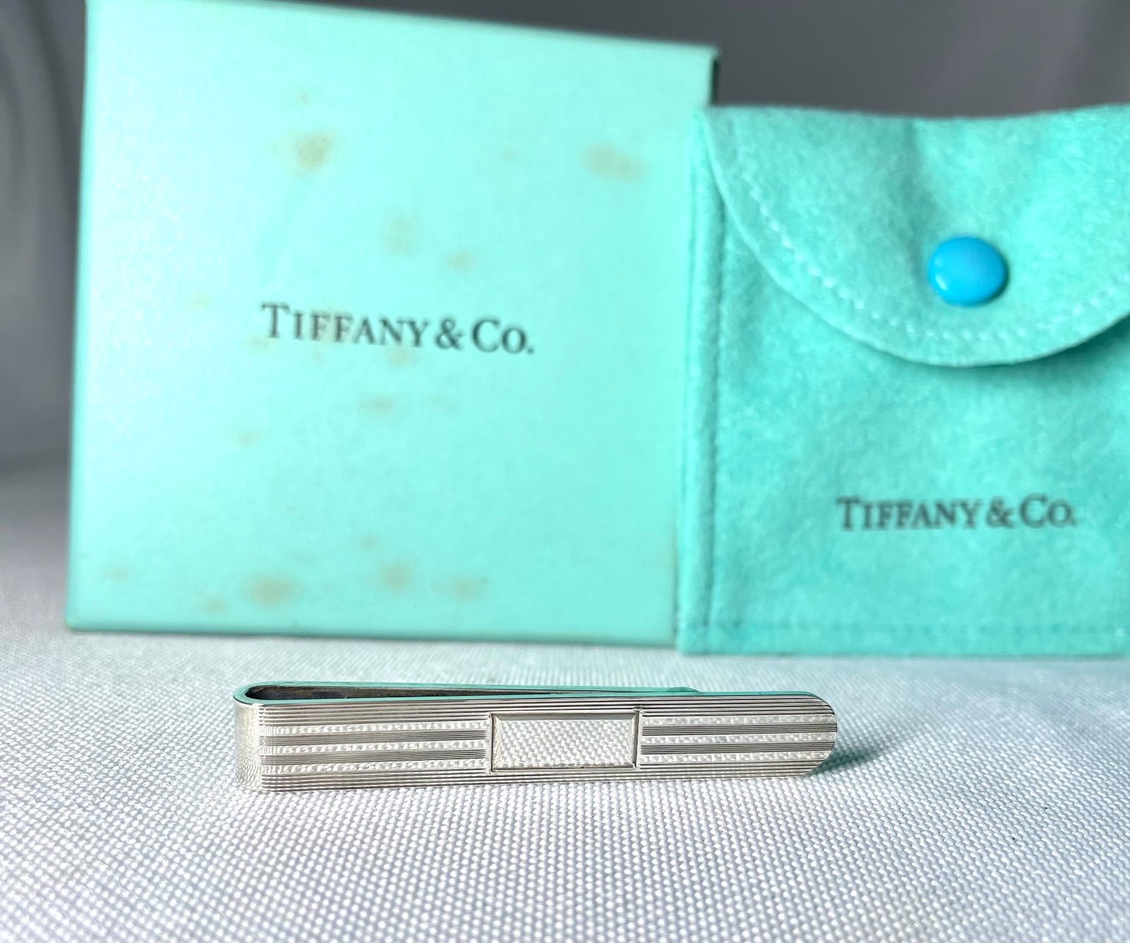 美品 TIFFANY ティファニー 鏡面スターリングシルバー ストライプ