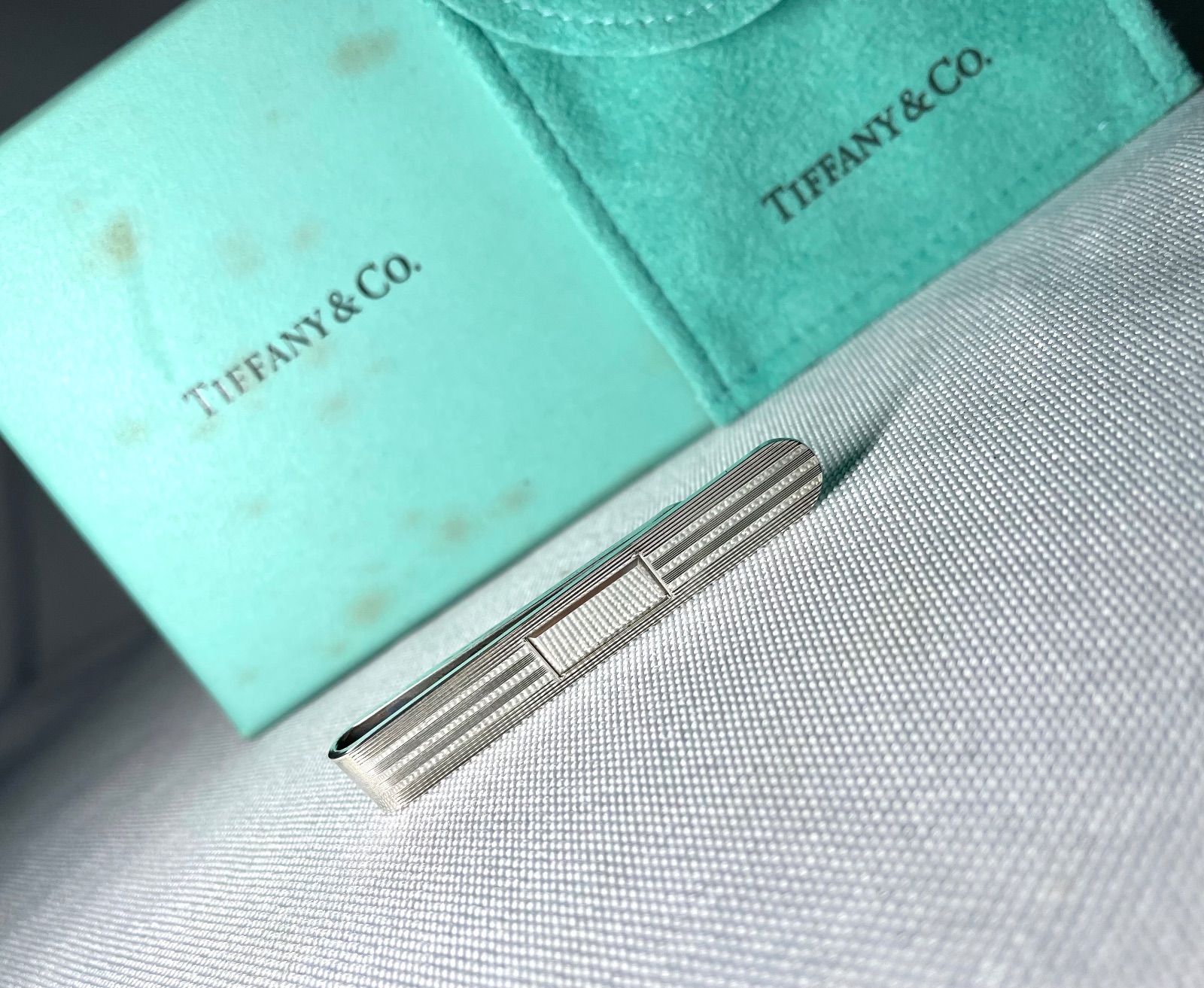 美品 TIFFANY ティファニー 鏡面スターリングシルバー ストライプ