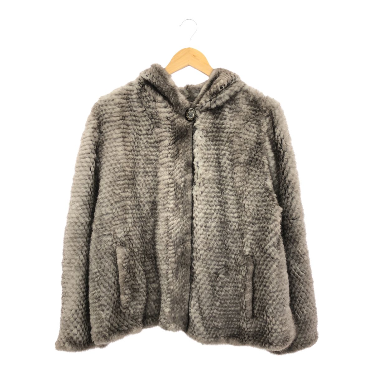 希少✨美品　銀サガ　シェアードミンク　マルチカラー　ショートコート　大きめ SAGA MINK サガミンク ROYAL フード付きミンクショートコート シルバー