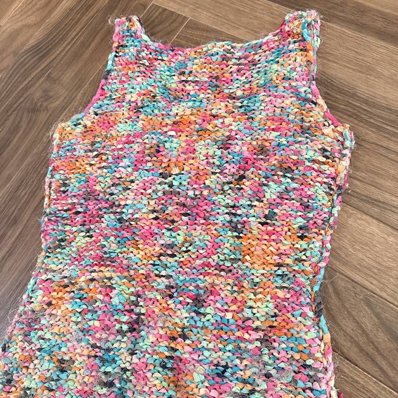 MOSCHINO ノースリーブ ワンピース 手編み風 マルチカラー リブ編み 総