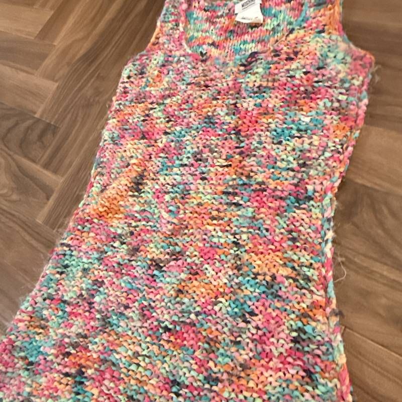 MOSCHINO ノースリーブ ワンピース 手編み風 マルチカラー リブ編み 総