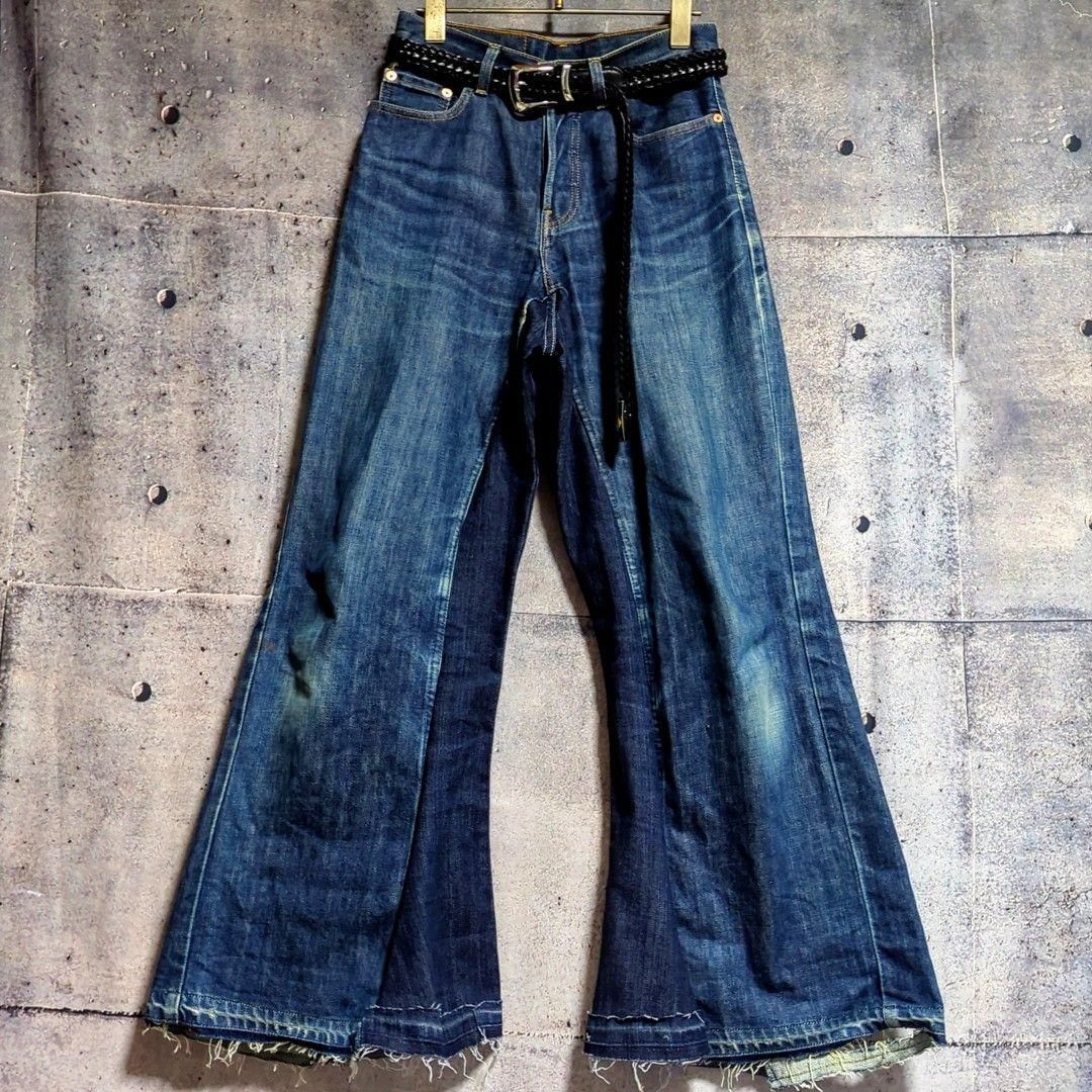 ⑥オリジナル リメイク デニム ワイドフレア ジーンズ ドッキング