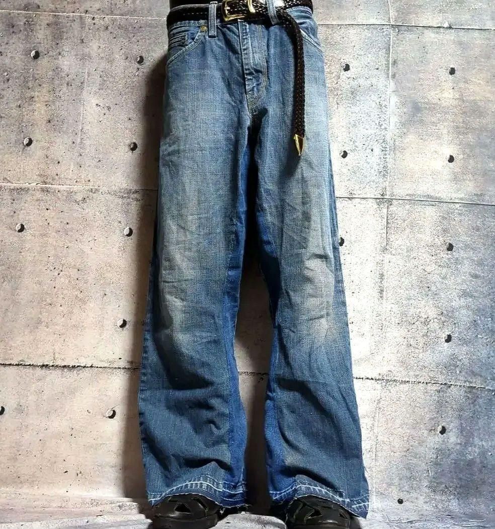 ⑬オリジナル リメイク デニム ワイドフレア ジーンズ ドッキング