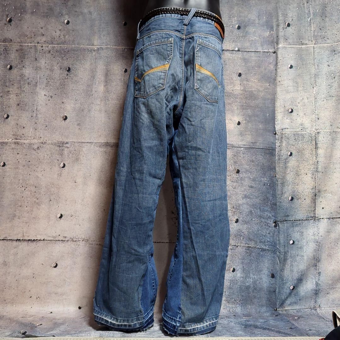 ⑬オリジナル リメイク デニム ワイドフレア ジーンズ ドッキング