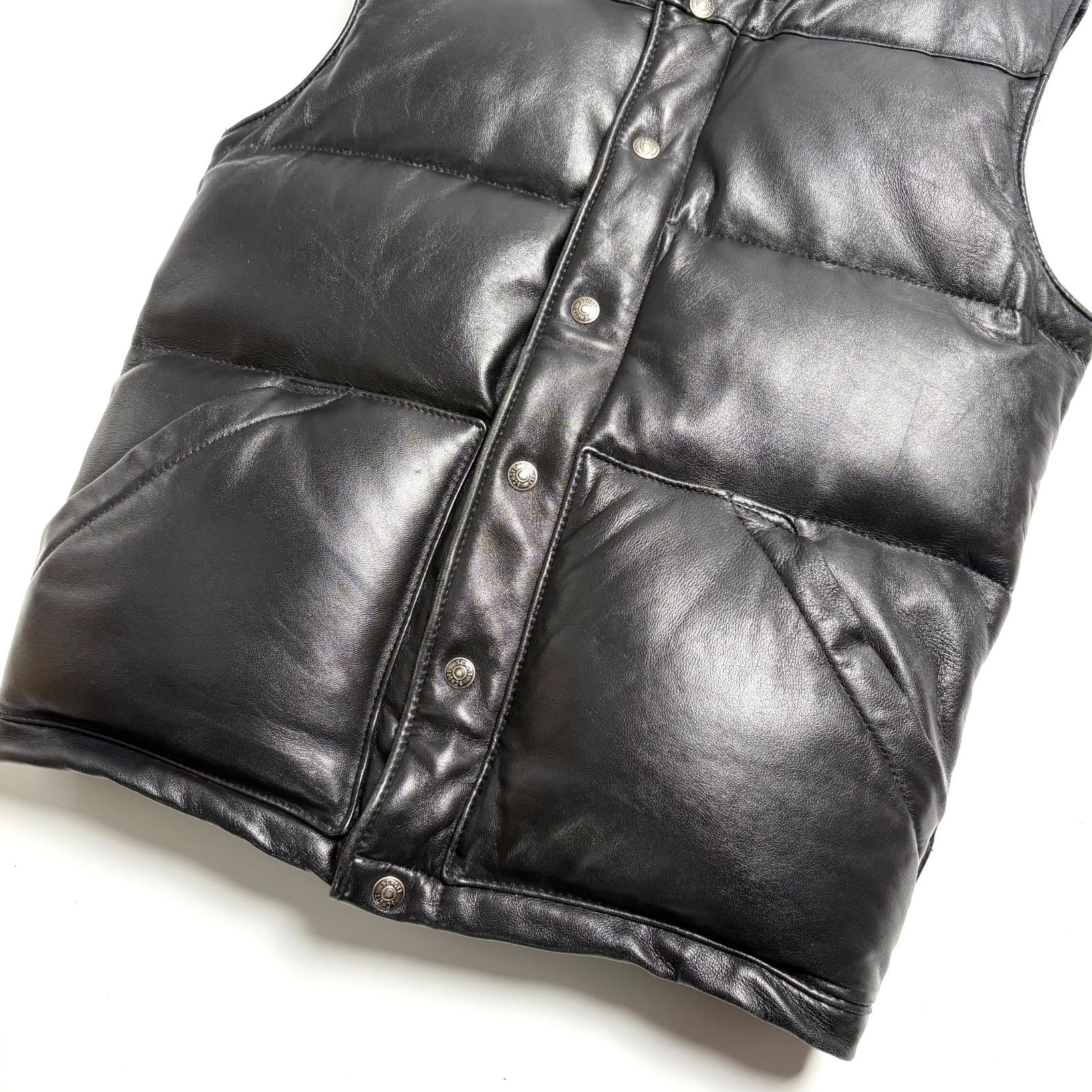 米国製】Schott レザー ダウンベスト 204D 黒 S 牛革 本革 - メルカリ