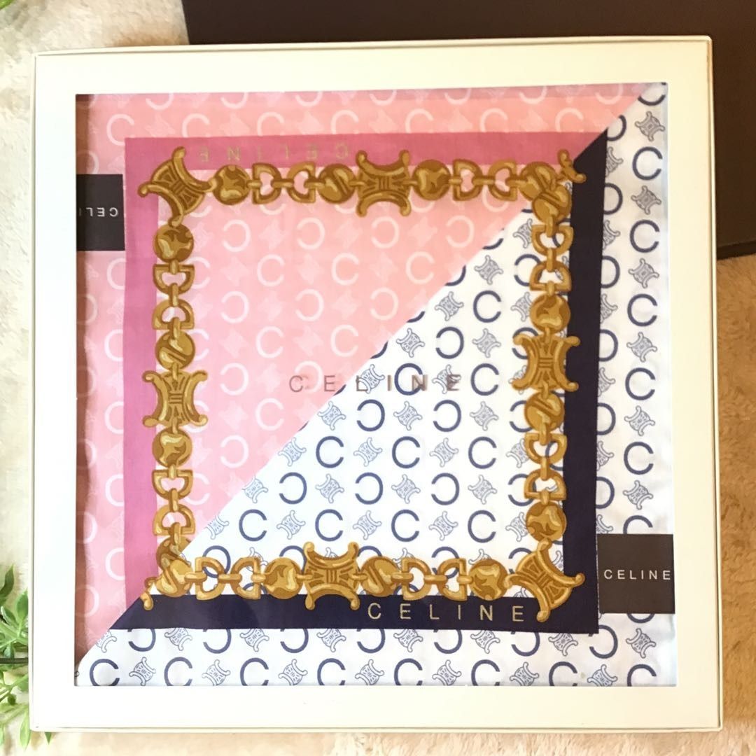 セリーヌ CELINE ハンカチ マカダム ロゴ入り 2枚セット 新品 箱付き