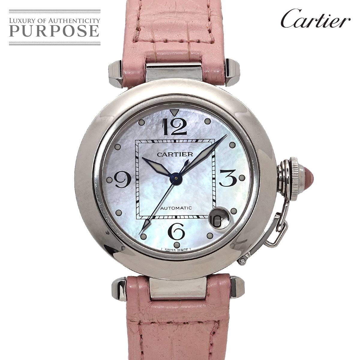 カルティエ Cartier パシャC 2003年 レディース 腕時計 デイト ピンクシェル 自動巻き PashaC