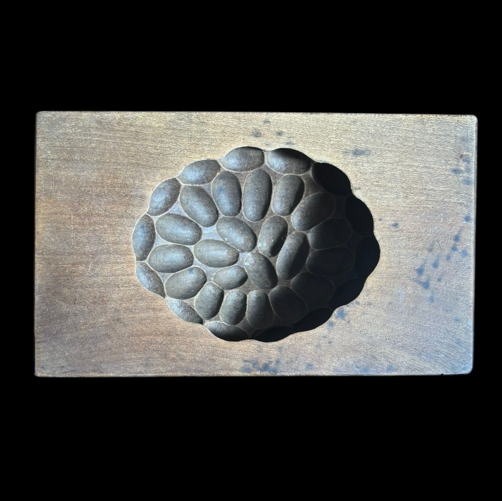 菓子型 落雁 木型 昭和 木枠 和菓子 型 お菓子 ゆり 彫刻 伝統 昭和