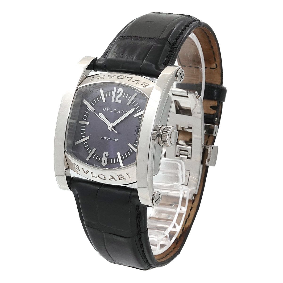 ブルガリ BVLGARI アショーマ AA44S メンズ 腕時計 デイト ネイビー