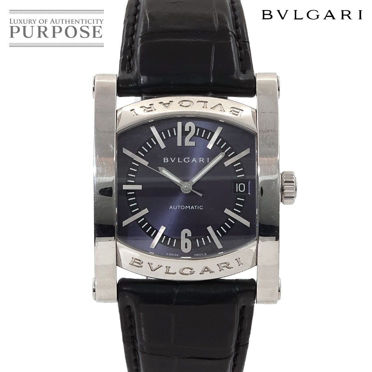 ブルガリ BVLGARI アショーマ AA44S メンズ 腕時計 デイト ネイビー