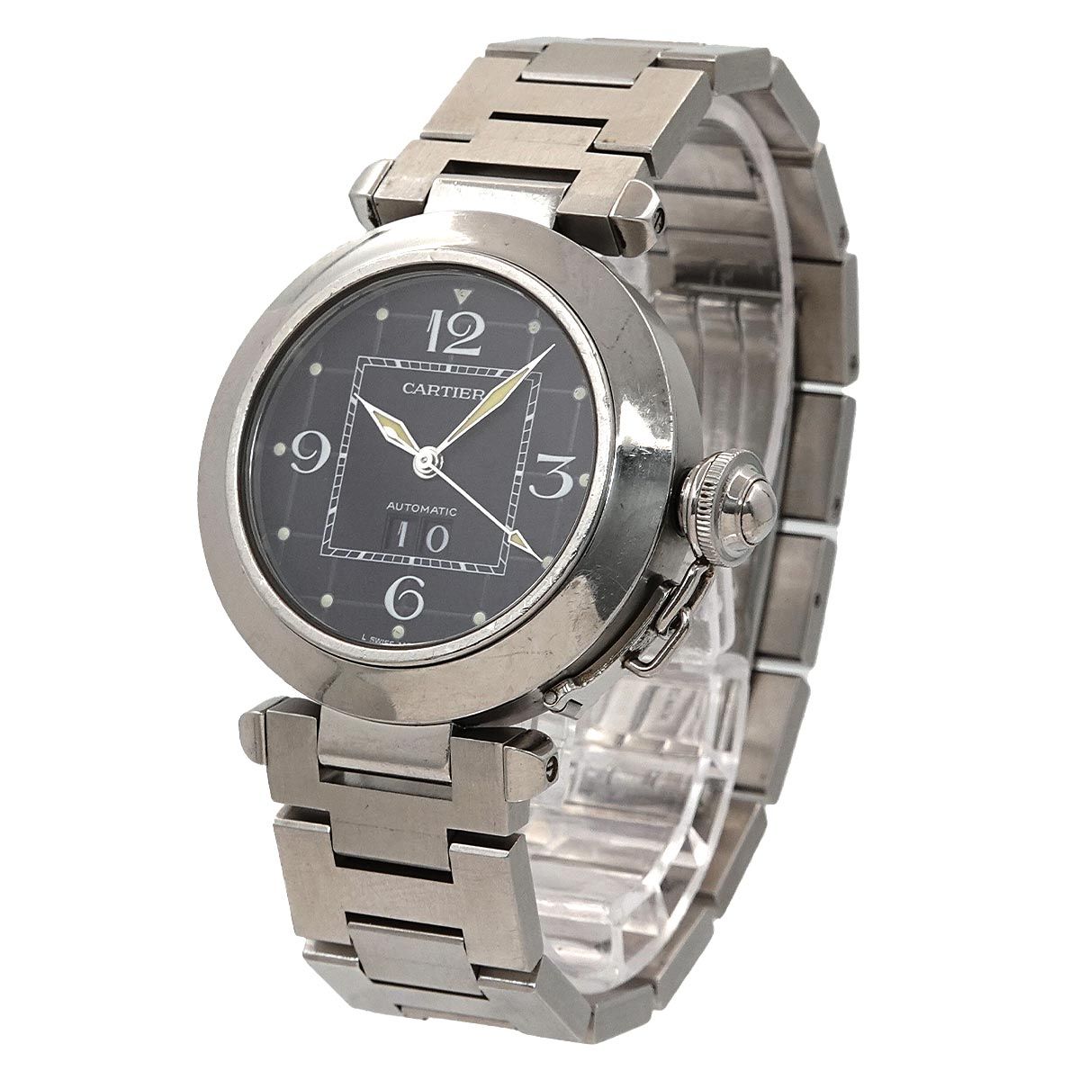 カルティエ Cartier パシャC ビッグデイト ボーイズ 腕時計 ブラック オートマ 自動巻き ウォッチ Pasha C