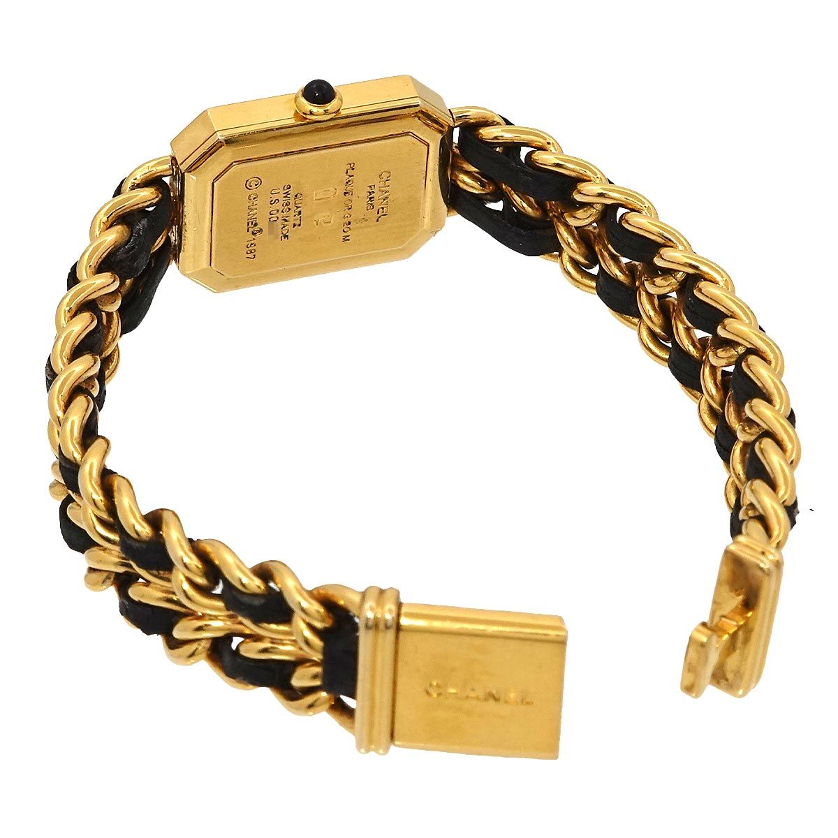 CHANEL クォーツ腕時計 1987年製 ブラック/ゴールド プルミエール L シャネル CHANEL プルミエール XLサイズ H0001 ヴィンテージ