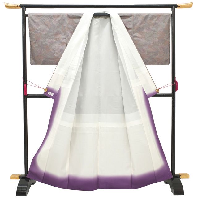  すごい値 本場大島紬 着物 正絹 袷 横双 灰紫 淡茶色 菊 花 織絣 カジュアル やまと扱い 仕立て上がり 身丈165 裄丈68 Ｌサイズ 春 秋 冬 普段着 リサイクル すごいね みやがわ nek 01563 紬 着物