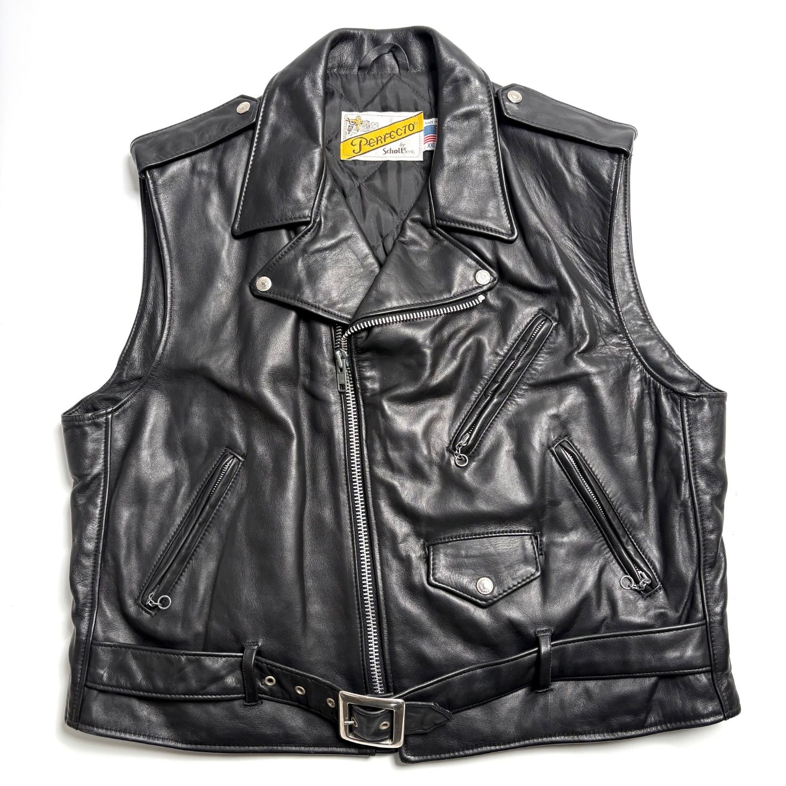 米国製】Schott レザー ライダースベスト 109V 黒 XXL 本革 - メルカリ