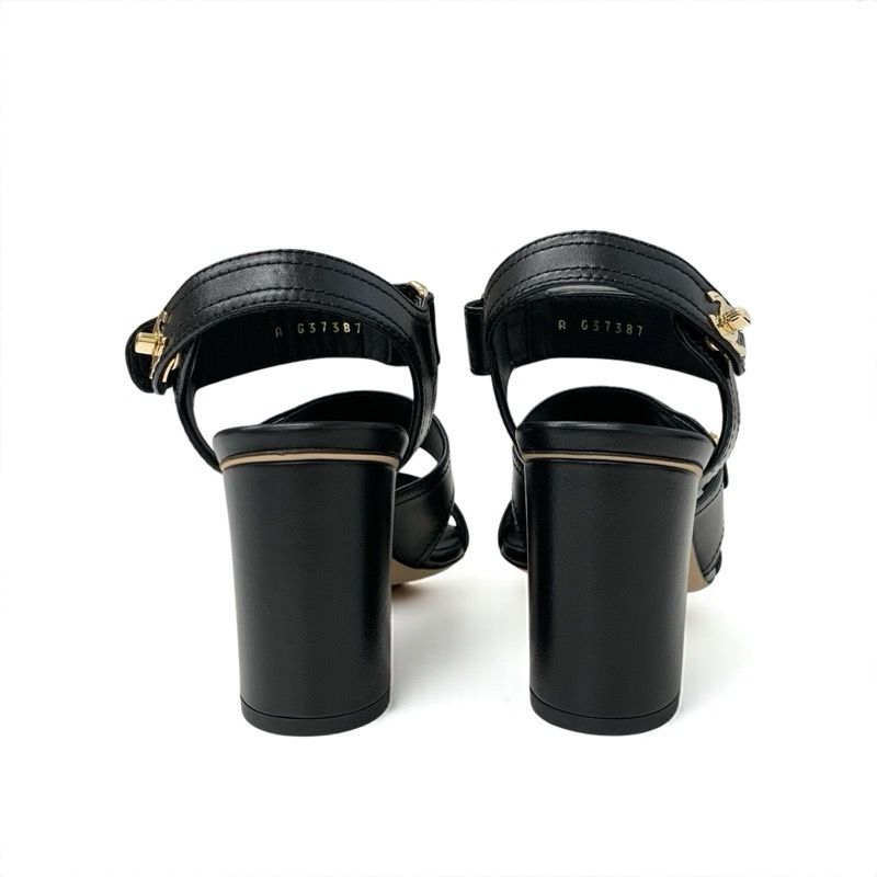 シャネル CHANEL サンダル 靴 シューズ レザー ブラック 黒 ゴールド