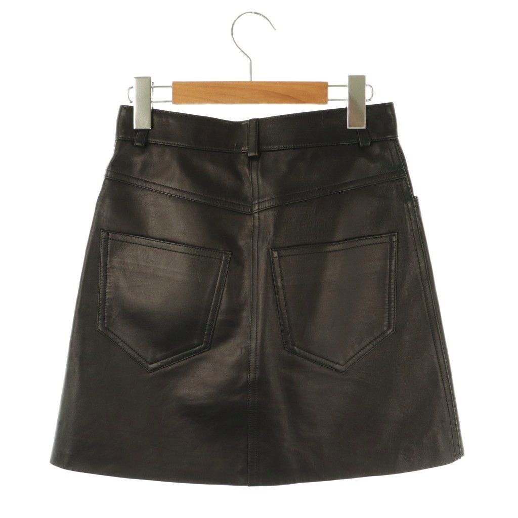 ミュウミュウ miumiu MPD486 ラムレザー台形スカート ミニ 36 ブラック