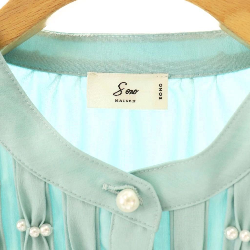 ソーノ SONO 24年 ビジューパールティアードフレアブラウス シルク混 F