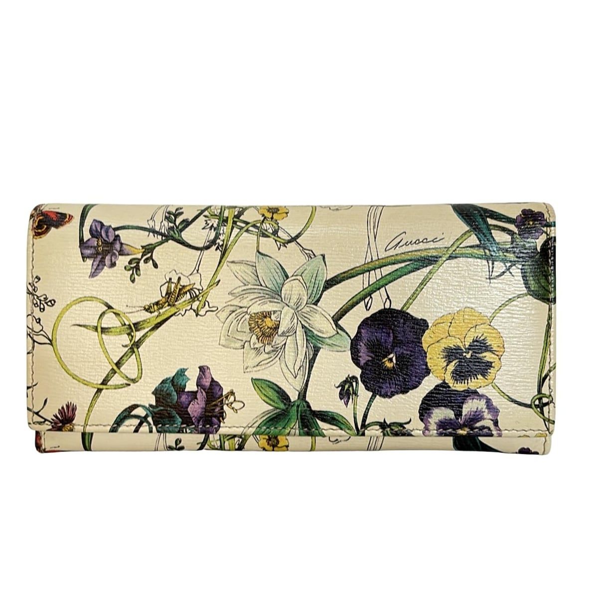 ないん GUCCI(グッチ) 長財布 節約 フローラ 274419 アイボリー×パープル