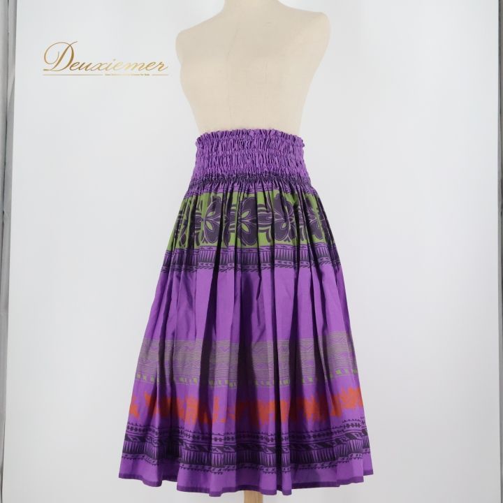 フラダンス 衣装 パウスカート パープル系 ハワイアンプリント アロハ