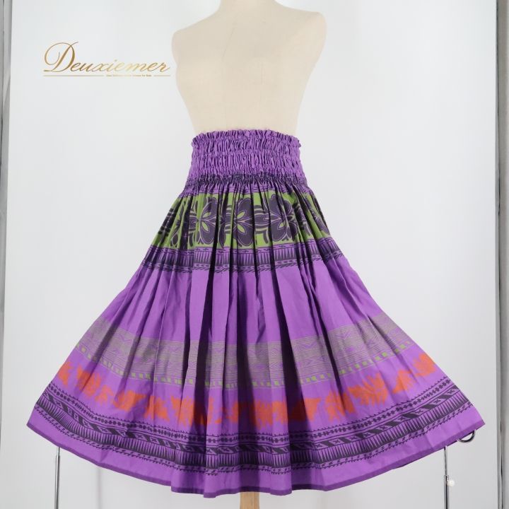 フラダンス 衣装 パウスカート パープル系 ハワイアンプリント アロハ