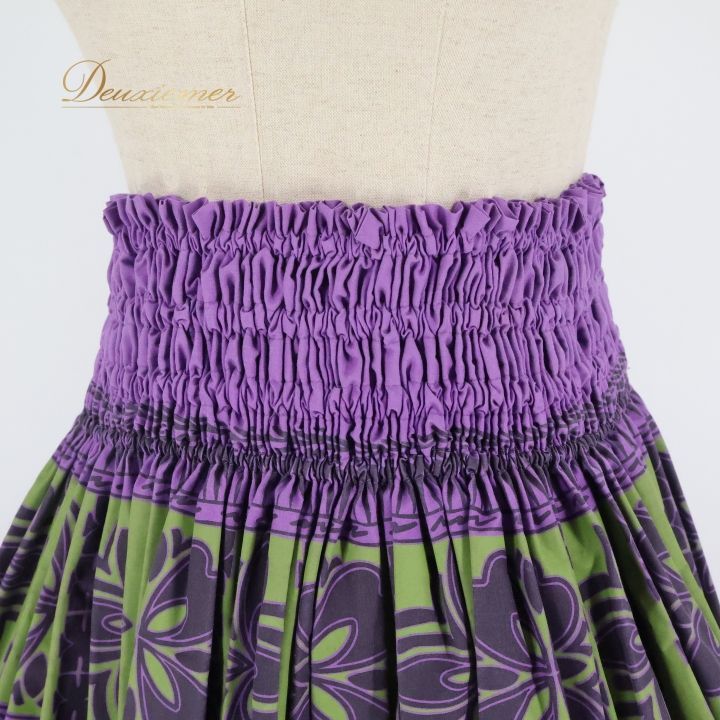 フラダンス 衣装 パウスカート パープル系 ハワイアンプリント アロハ