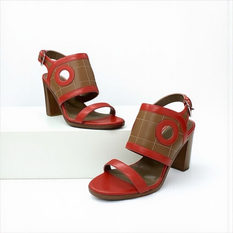 エルメス HERMES ブリンカー サンダル 靴 シューズ レザー レッド