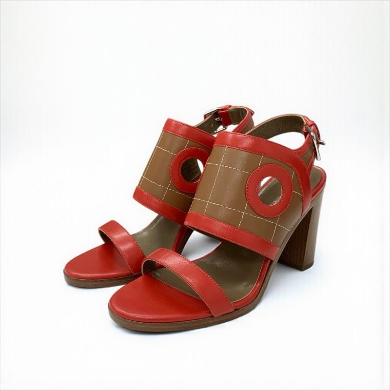 エルメス HERMES ブリンカー サンダル 靴 シューズ レザー レッド