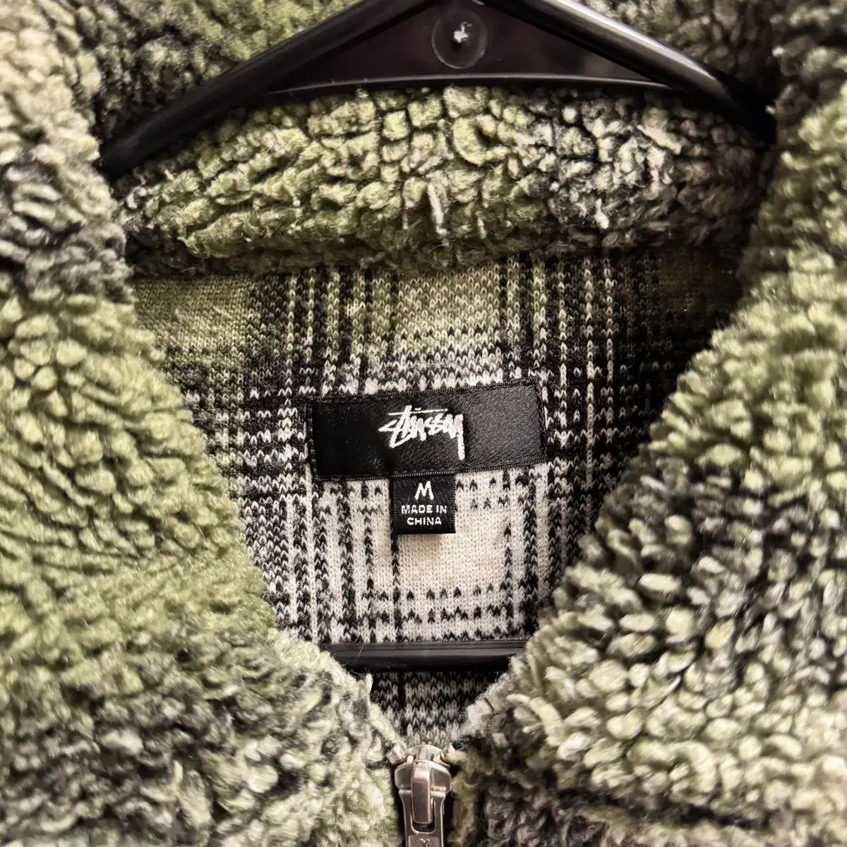 STUSSY チェック パターン フリース ジャケット グリーン - メルカリ