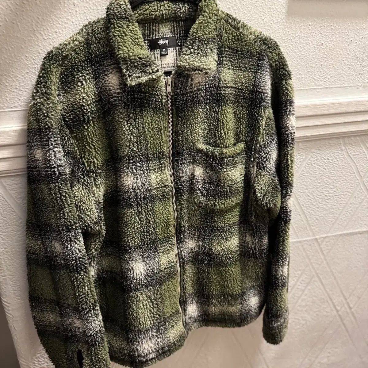 STUSSY チェック パターン フリース ジャケット グリーン - メルカリ