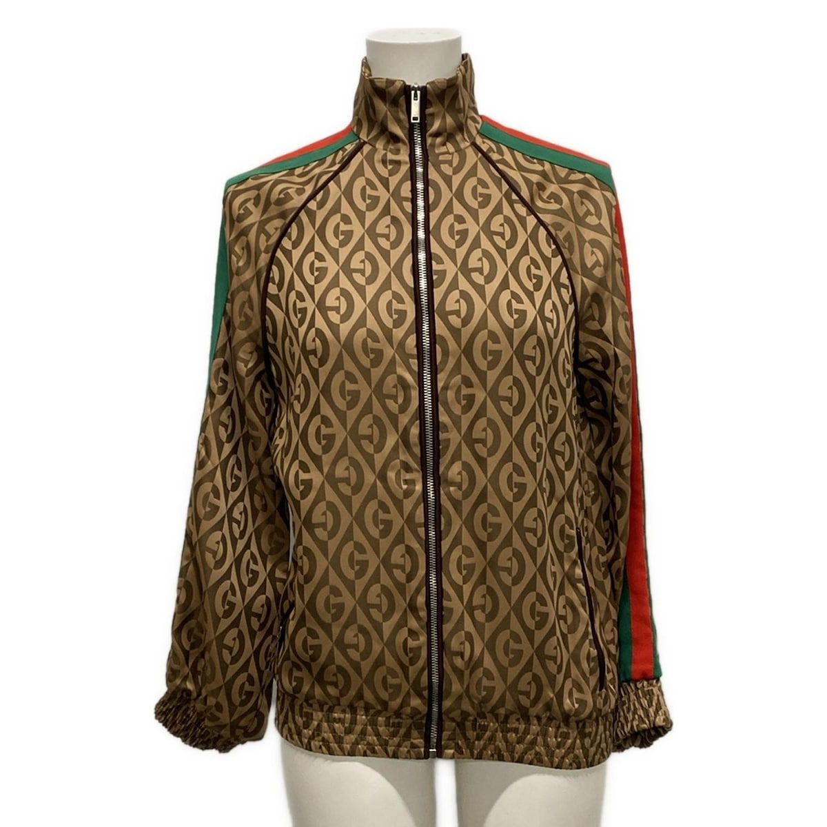 GUCCI グッチ ジャージ サイズXXS XS レディース - 596002 XJBUT ベージュ×ブラウン×マルチ 長袖 GGランバス柄 シェリー ウェブ