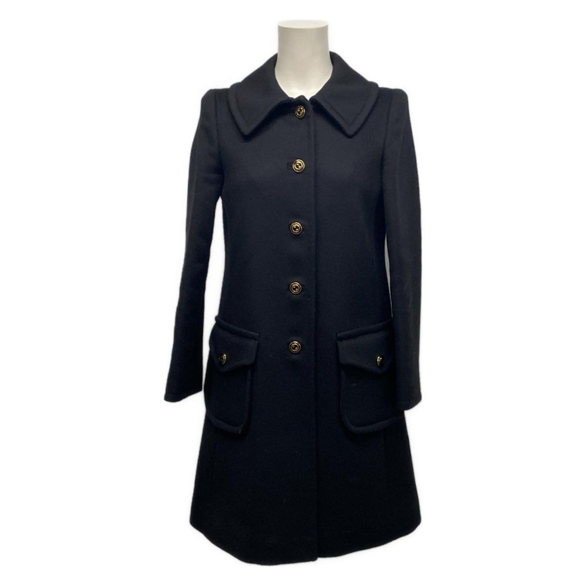 GUCCI グッチ コート サイズ36 S レディース 626300 ZHW 03 黒 長袖 インターロッキングG 秋 冬 ウール