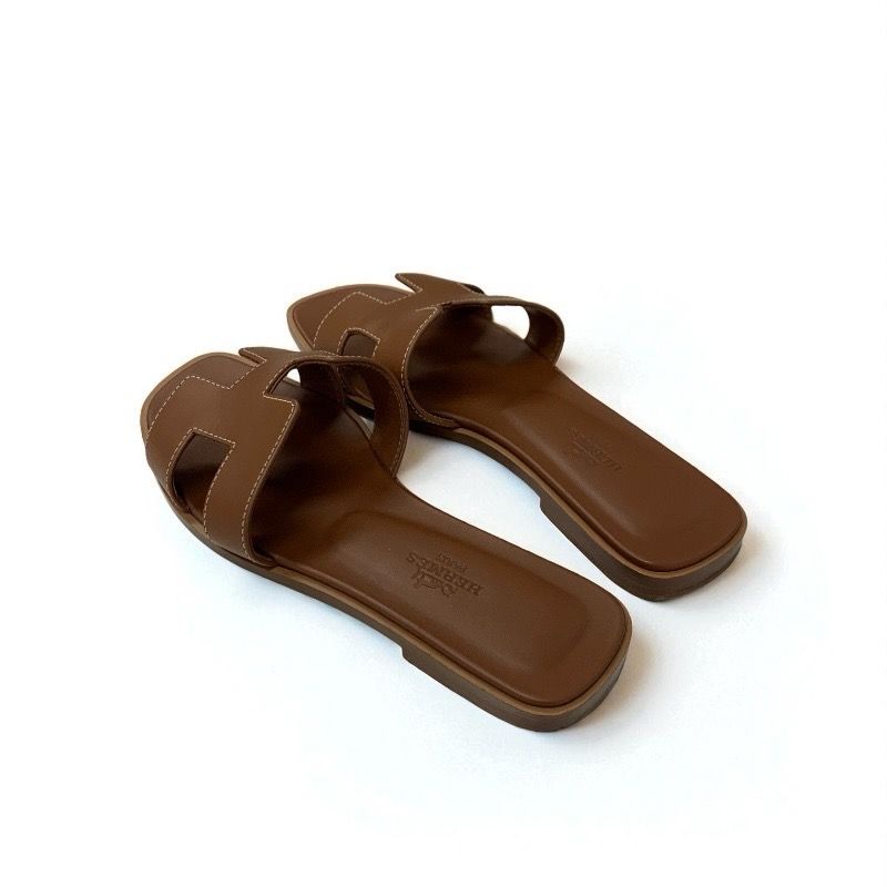 HERMES ブラウンレザー ミュール　サンダル エルメス HERMES オラン サンダル 靴 シューズ レザー ブラウン