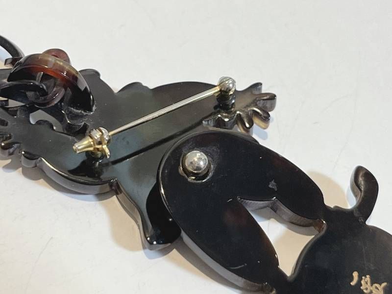 鼈甲螺鈿蒔絵一径作 ピエロ ネックレス ブローチ べっこう 鼈甲