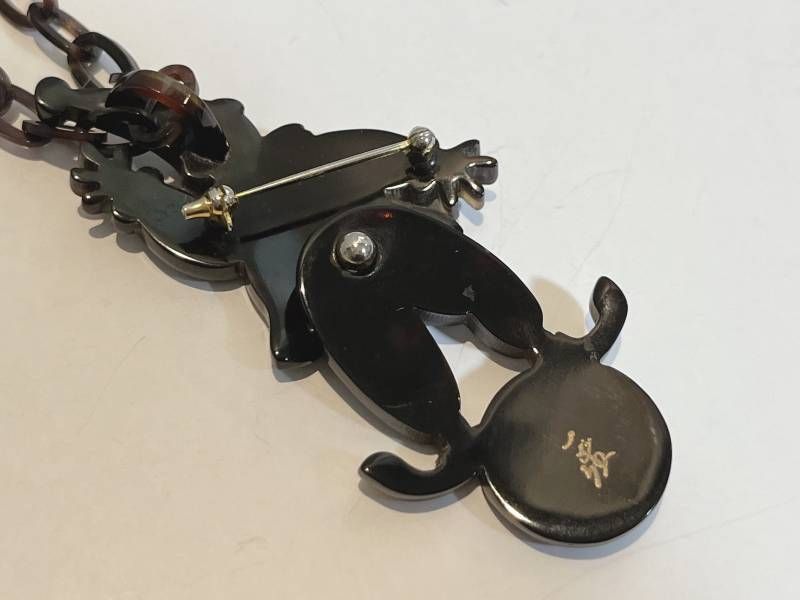 鼈甲螺鈿蒔絵一径作 ピエロ ネックレス ブローチ べっこう 鼈甲