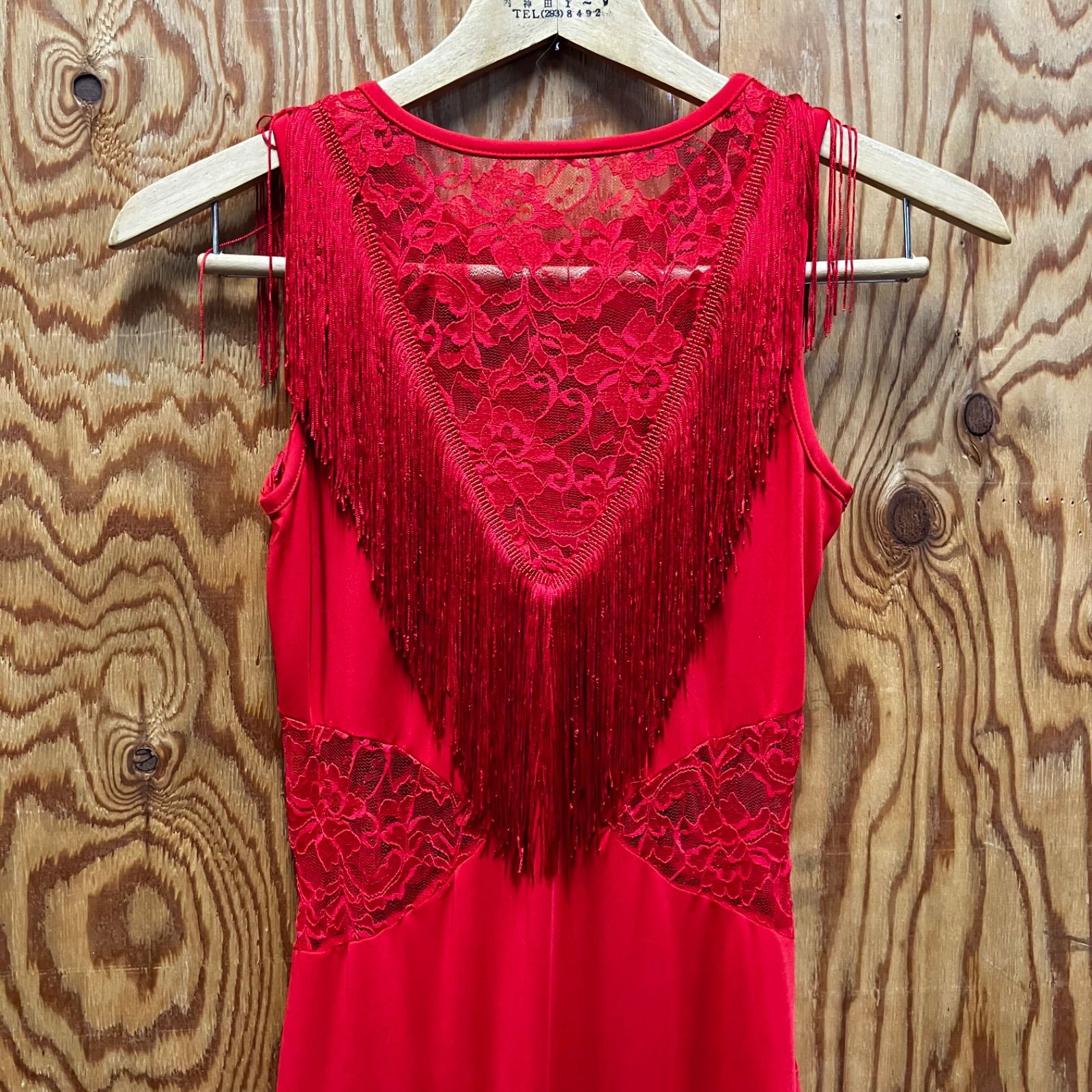 げ交渉 社交ダンスドレス ラテン衣装 パーティドレス レッド フリンジ Mサイズ