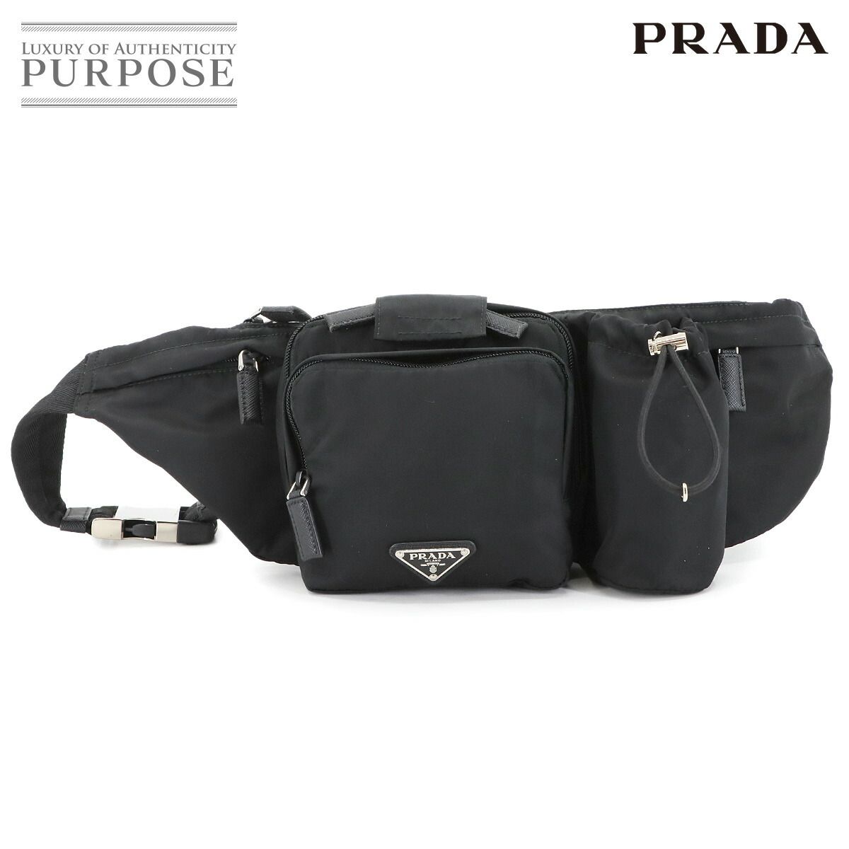 プラダ PRADA ウエスト ボディ バッグ ナイロン ネロ ブラック シルバー 金具 2 VL 056 Waist Bag