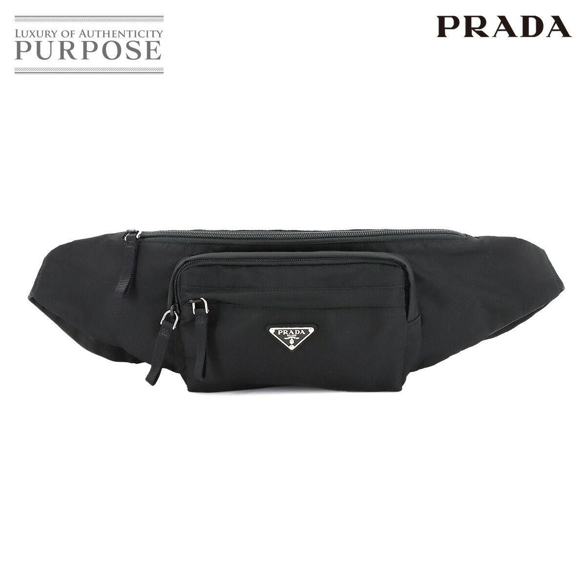 プラダ PRADA ウエスト ボディ バッグ ナイロン ネロ ブラック シルバー 金具 2 VL 005 Waste Bag