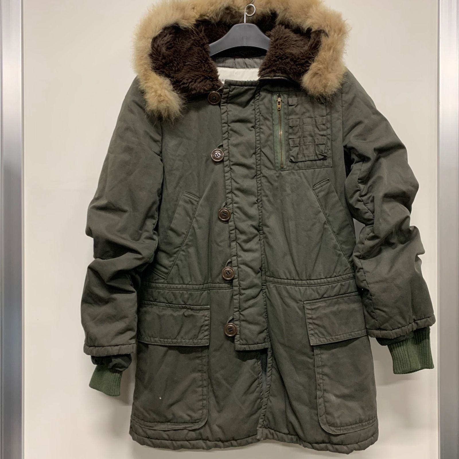 EF 1203-8-2 SUNAOKUWAHARA スナオカワハラ レディースコート 中綿入り フード付き 冬用コート グリーン系 size S